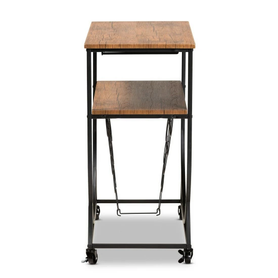 Coupon โ Baxton Studio Dania Antique Vintage Industrial Metal And Wood Mobile Wine Bar Cart ๐ - Image 4
