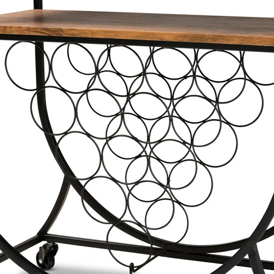 Coupon โ Baxton Studio Dania Antique Vintage Industrial Metal And Wood Mobile Wine Bar Cart ๐ - Image 6