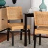 Wholesale 👍 Baxton Studio Lesia Modern Bohemian Natural Brown Rattan And Espresso Brown Mahogany Wood Dining Chair ⭐
