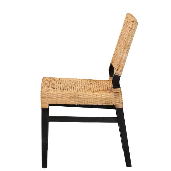 Wholesale ๐ Baxton Studio Lesia Modern Bohemian Natural Brown Rattan And Espresso Brown Mahogany Wood Dining Chair โญ - Image 4