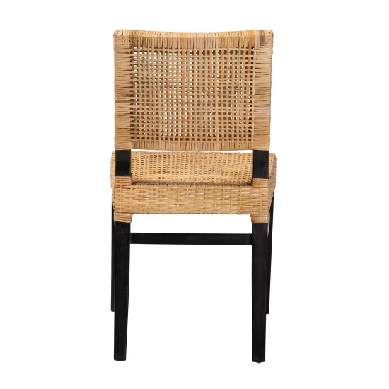 Wholesale ๐ Baxton Studio Lesia Modern Bohemian Natural Brown Rattan And Espresso Brown Mahogany Wood Dining Chair โญ - Image 5