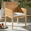 New 🔔 Baxton Studio Karis Modern Natural Finished Wood And Rattan Dining Chair 🎉