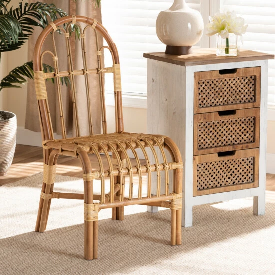 Promo ⌛ Baxton Studio Athena Modern Natural Finished Rattan Dining Chair 🔥