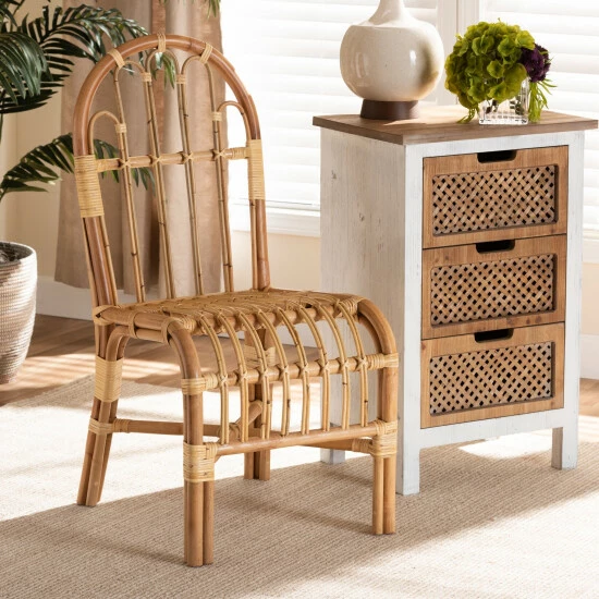 Promo ⌛ Baxton Studio Athena Modern Natural Finished Rattan Dining Chair 🔥 - Image 7