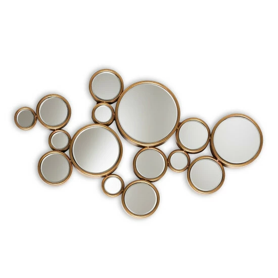 New ๐ Contemporary Antique Gold Bubble Wall Mirror By Baxton Studio - Antique Gold ๐ - Image 2