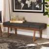 Best deal 🎁 Baxton Studio Mid-Century Fabric Bench Grey 💯