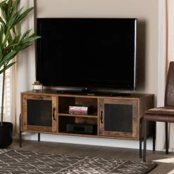 Best reviews of 🧨 Baxton Studio Valeska Industrial Walnut Brown Finished Wood & Metal 2-Door TV Stand ❤️