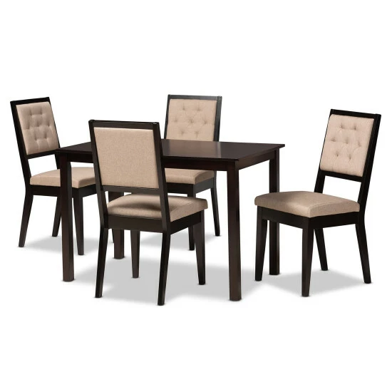 Coupon ๐ Baxton Studio Suvi Modern And Contemporary Oak Wood Dining Set - Sand/Dark Brown ๐ - Image 2