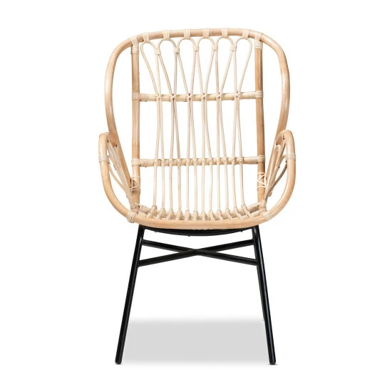 Budget 🎉 Baxton Studio Caelia Modern Bohemian Natural Brown Rattan And Black Metal Chair 🔔 - Image 3