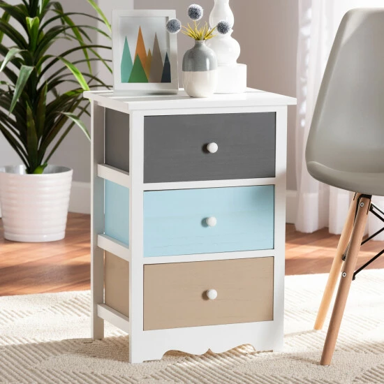 Best reviews of ๐ Baxton Studio Kalila Modern And Contemporary White And Multi-Colored Finished Wood 3-Drawer End Table ๐ฅ
