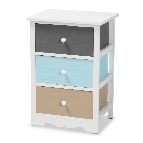 Best reviews of ๐ Baxton Studio Kalila Modern And Contemporary White And Multi-Colored Finished Wood 3-Drawer End Table ๐ฅ - Image 2