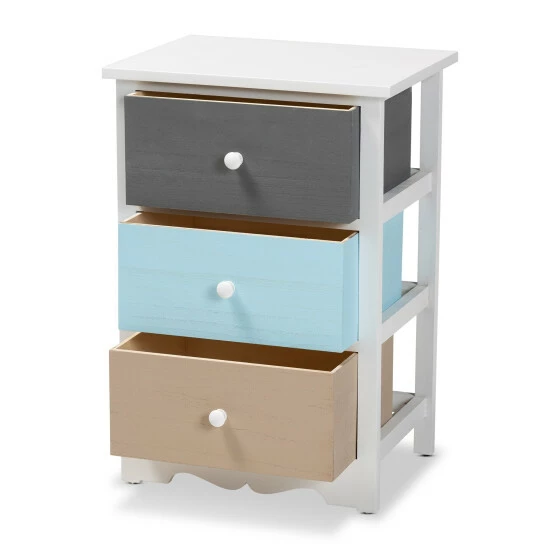 Best reviews of ๐ Baxton Studio Kalila Modern And Contemporary White And Multi-Colored Finished Wood 3-Drawer End Table ๐ฅ - Image 3