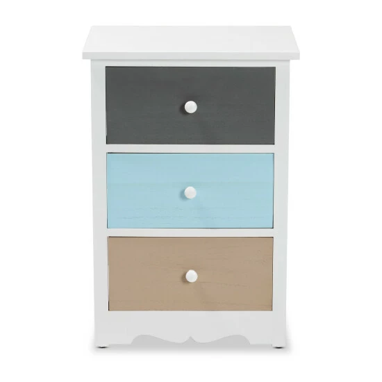 Best reviews of ๐ Baxton Studio Kalila Modern And Contemporary White And Multi-Colored Finished Wood 3-Drawer End Table ๐ฅ - Image 4