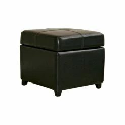 Best Sale 🔥 Baxton Studio Black Bi-cast Leather Storage Ottoman 🌟