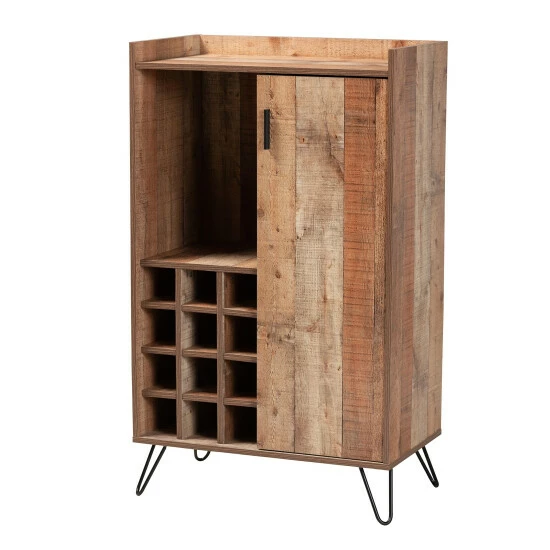 Best deal ๐ Baxton Studio Mathis Brown Wood And Rose Gold Metal Wine Storage Cabinet ๐ฏ - Image 2