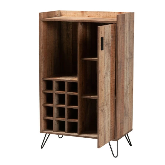 Best deal ๐ Baxton Studio Mathis Brown Wood And Rose Gold Metal Wine Storage Cabinet ๐ฏ - Image 3