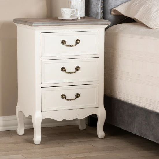 Budget 🤩 Baxton Studio Capucine Antique French Country Cottage Wood 3-Drawer End Table Grey 🤩