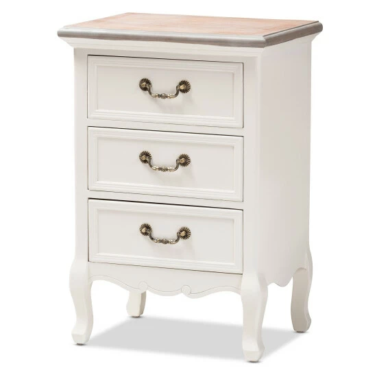 Budget 🤩 Baxton Studio Capucine Antique French Country Cottage Wood 3-Drawer End Table Grey 🤩 - Image 3