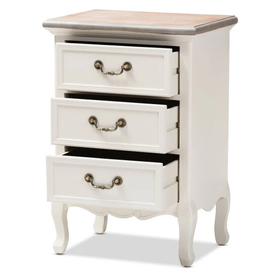 Budget 🤩 Baxton Studio Capucine Antique French Country Cottage Wood 3-Drawer End Table Grey 🤩 - Image 4