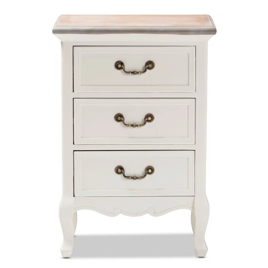 Budget 🤩 Baxton Studio Capucine Antique French Country Cottage Wood 3-Drawer End Table Grey 🤩 - Image 5