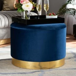 Discount 🧨 Baxton Studio Marisa Glam And Luxe Upholstered Storage Ottoman ⌛