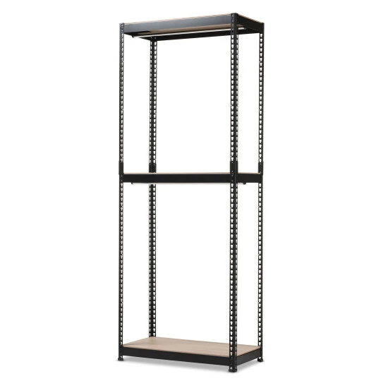 Cheap 💯 Metal 3-Shelf Closet Storage Racking Organizer By Baxton Studio Black ❤️ - Image 3