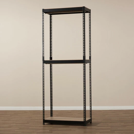 Cheap 💯 Metal 3-Shelf Closet Storage Racking Organizer By Baxton Studio Black ❤️ - Image 7