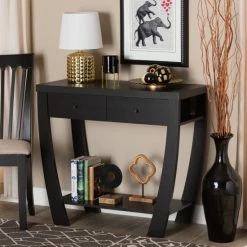 Best Pirce 🌟 Baxton Studio Capote Modern And Contemporary Dark Brown Finished Wood Console Table Espresso 😉