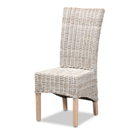 Best Pirce 🌟 Baxton Studio Trianna Rustic Transitional Whitewashed Rattan And Wood Dining Chair 👏 - Image 2