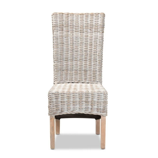 Best Pirce 🌟 Baxton Studio Trianna Rustic Transitional Whitewashed Rattan And Wood Dining Chair 👏 - Image 3