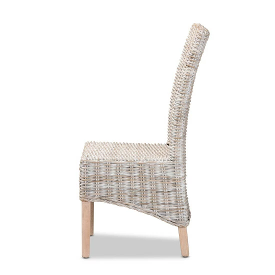 Best Pirce 🌟 Baxton Studio Trianna Rustic Transitional Whitewashed Rattan And Wood Dining Chair 👏 - Image 4