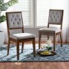 Promo ❤️ Baxton Studio Gideon Modern & Contemporary Diamond-tuffed Wood Dining Chair Set(2PC) Sand, Dark Brown 🧨
