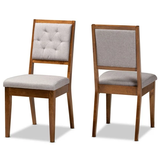 Promo ❤️ Baxton Studio Gideon Modern & Contemporary Diamond-tuffed Wood Dining Chair Set(2PC) Sand, Dark Brown 🧨 - Image 2