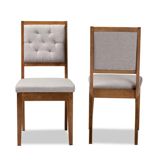 Promo ❤️ Baxton Studio Gideon Modern & Contemporary Diamond-tuffed Wood Dining Chair Set(2PC) Sand, Dark Brown 🧨 - Image 3