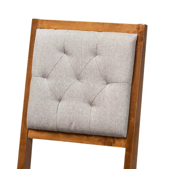 Promo ❤️ Baxton Studio Gideon Modern & Contemporary Diamond-tuffed Wood Dining Chair Set(2PC) Sand, Dark Brown 🧨 - Image 5