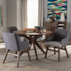 Top 10 😉 Baxton Studio Mid-century Medium Brown Wood 5-piece Dining Set 😉