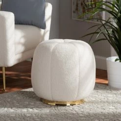 Best reviews of โ๏ธ Baxton Studio Raelynn Modern And Contemporary Ivory Boucle Upholstered And Gold Metal Ottoman โค๏ธ