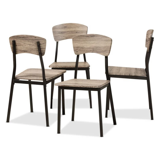 Top 10 ๐ Baxton Studio Marcus Modern Industrial Metal And Wood Dining Chair Set (4pc)-Oak โค๏ธ - Image 2