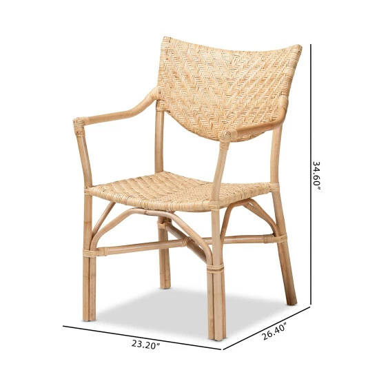 Wholesale 💯 Baxton Studio Damani Bohemian Natural Brown Finished Rattan Dining Chair ✨ - Image 8