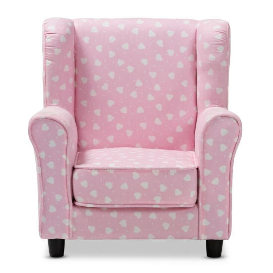 Discount ๐ฅฐ Baxton Studio Contemporary Pink And White Heart Patterned Armchair ๐ - Image 3