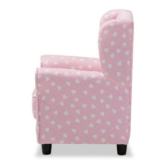 Discount ๐ฅฐ Baxton Studio Contemporary Pink And White Heart Patterned Armchair ๐ - Image 4