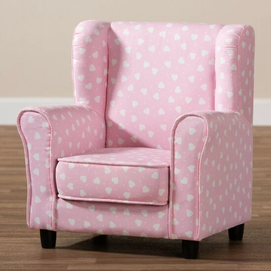 Discount ๐ฅฐ Baxton Studio Contemporary Pink And White Heart Patterned Armchair ๐ - Image 8