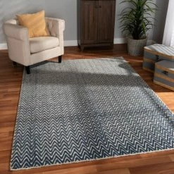 Promo 🔥 Baxton Studio Alcoy Modern And Contemporary Blue Handwoven Wool Area Rug - 5' X 8'/Surplus ⭐