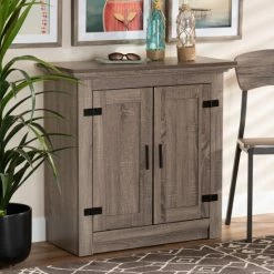 Discount ❤️ Baxton Studio Bruce Oak Brown Finished Wood 2-Door 👟 Shoe Storage Cabinet 🛒