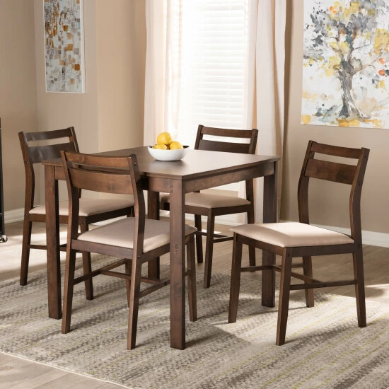 Cheapest ๐ Baxton Studio Contemporary Fabric 5-Piece Wood Dining Set Beige ๐