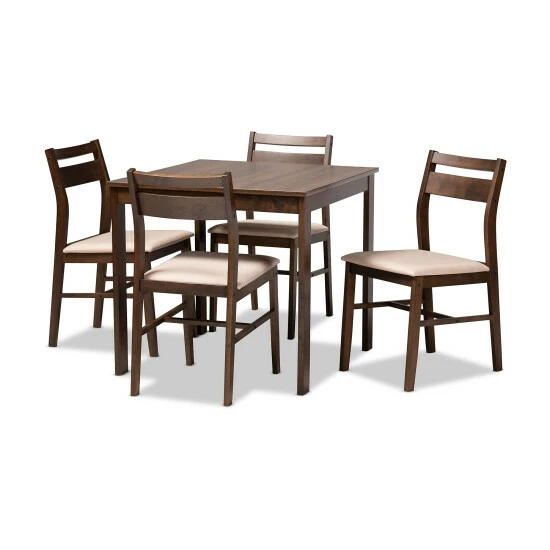 Cheapest ๐ Baxton Studio Contemporary Fabric 5-Piece Wood Dining Set Beige ๐ - Image 3