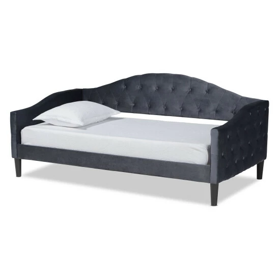 Brand new 😀 Baxton Studio Benjamin Modern & Contemporary Grey Velvet Upholstered Wood Daybed ⌛ - Image 2
