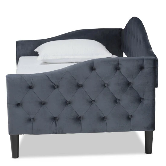 Brand new 😀 Baxton Studio Benjamin Modern & Contemporary Grey Velvet Upholstered Wood Daybed ⌛ - Image 3