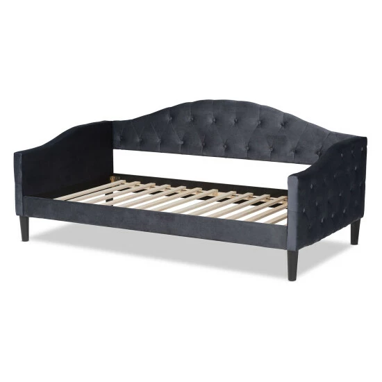 Brand new 😀 Baxton Studio Benjamin Modern & Contemporary Grey Velvet Upholstered Wood Daybed ⌛ - Image 4