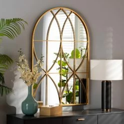 Discount 🎁 Baxton Studio Celerina Modern Gold Finished Metal Accent Wall Mirror 😍